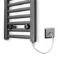 450mm Wide - 800mm High  Anthracite Grey Electric Heated Towel Rail Radiator 