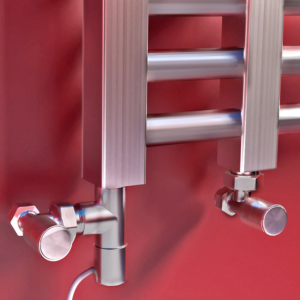  Dual Fuel 500 x 1200mm Straight Chrome Designer Heated Towel Rail Radiator- (incl. Valves + Electric Heating Kit)