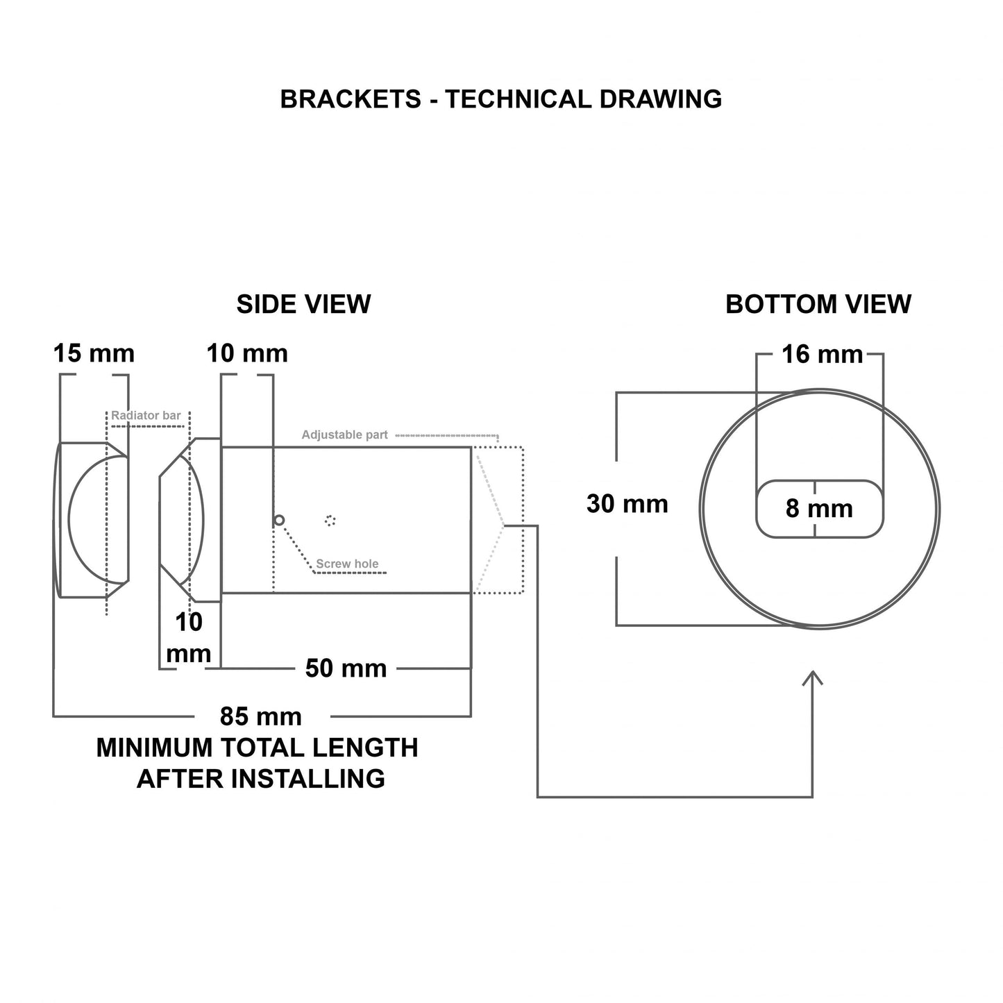  Replacement Mounting Universal Wall Brackets for Heated Towel Rail Radiator Chrome With Bleeding and Blanking Plugs
