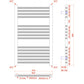 500mm Wide - 800mm High Curved Chrome Heated Towel Rail Radiator 