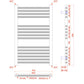 500mm Wide - 800mm High Curved  Black Heated Towel Rail Radiator 