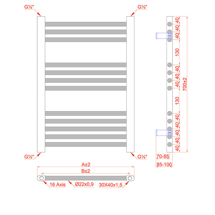technical drawing radiator 700