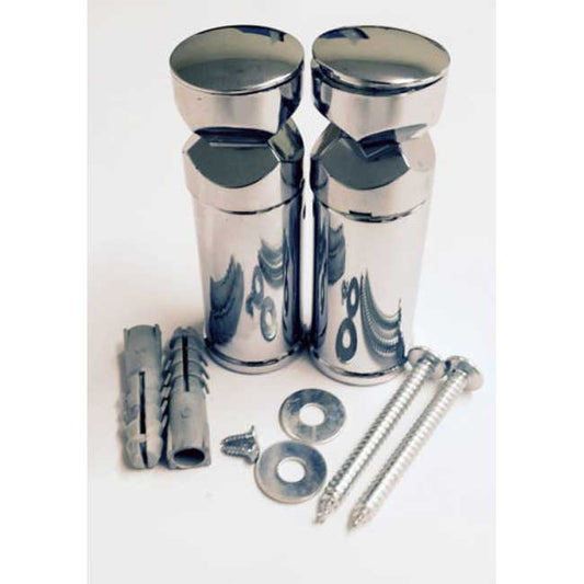 Two Single Universal Chrome Brackets For Towel Rail Radiators Flat or Curved 
