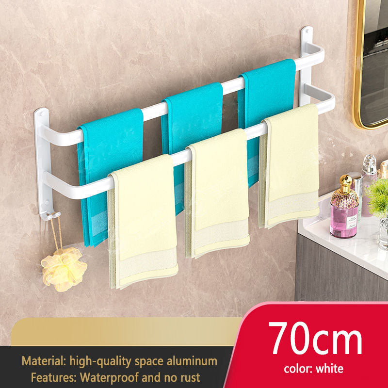 White Bathroom Towel Rack Storage Organizer, Wall Mount Hanger, Widths 30-80cm